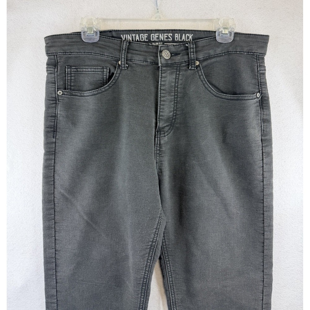Vintage Genes Black Jeans Mens 32x30 Gray French Terry Slim Fit‎ Pants